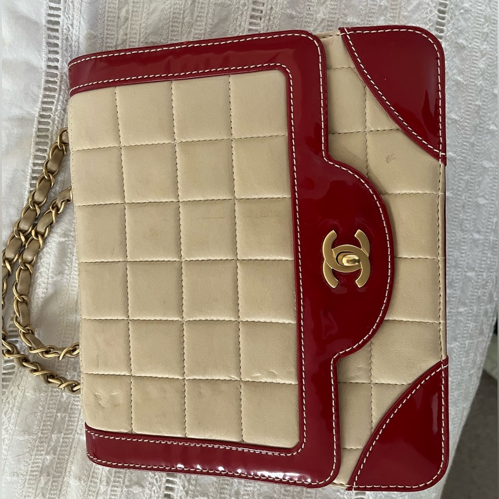 Chanel Lambskin and Patent Chocolate Bar Flap Bag